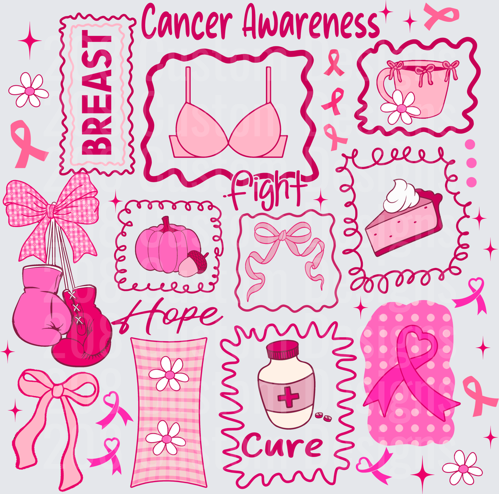 Breast Cancer Awareness Pink Ribbon Fight Hope Cure Collage