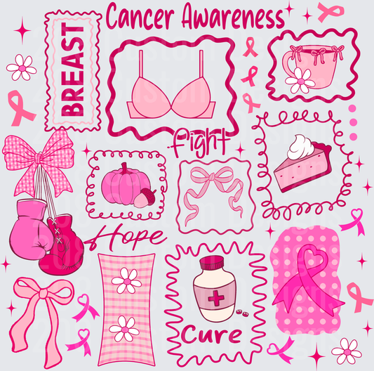 Breast Cancer Awareness Pink Ribbon Fight Hope Cure Collage