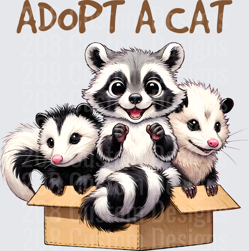Adopt A Cat Cute Baby Raccoon and Opossums in Cardboard Box