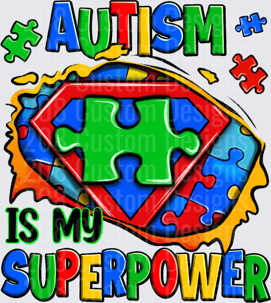 Autism Is My Superpower Puzzle Piece Shield Design