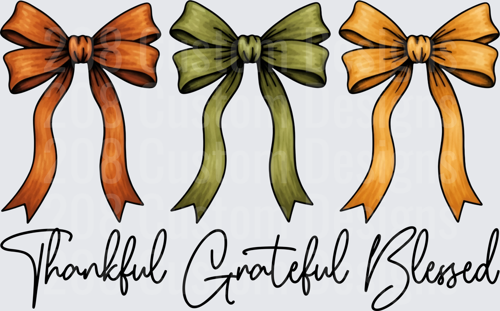 Thankful Grateful Blessed Autumn Bows Fall Harvest Design
