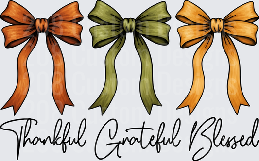 Thankful Grateful Blessed Autumn Bows Fall Harvest Design