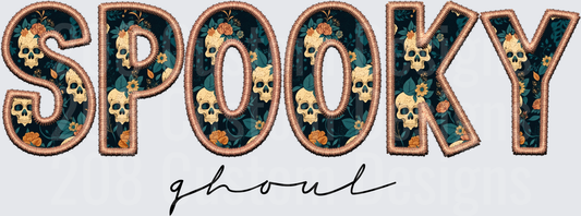 Spooky Ghoul Floral Skull Embroidery Patch Style Letters