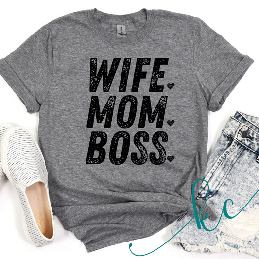Wife Mom Boss DTF Transfer